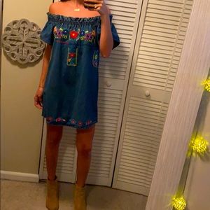 Off the shoulder denim dress
